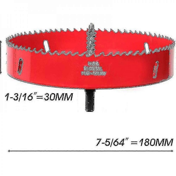 180 mm Reikäsaha, Hss M42 Bimetalli Nopea Teräs, Reikäleikkuri Kuusiokantaisella Varrella Ja Poranterällä Puulle