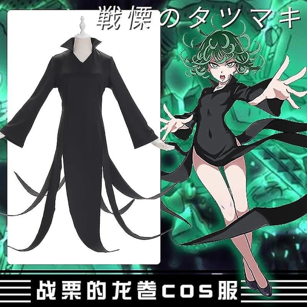 Anime One Punch Man Tatsumaki Cosplay Kostym Gotisk Klänning Flickor Kläder Sexiga Dräkter För Kvinnor Halloween Fest Evenemang Hög kvalitet S