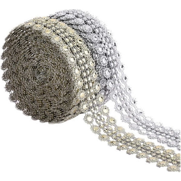 2 st Akryl Rhinestone Band Glittrande Bandrullar för Bröllopstårtor DIY Konst Hantverk Dekorationer