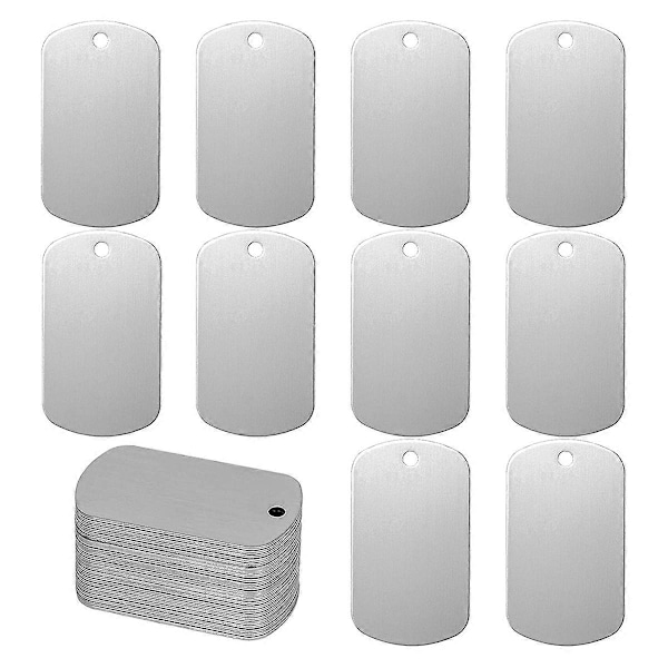 25 stk Metall Stempling Emner Merker Aluminium Emner Lasergravering Emner Merker med Hull (Firkant)