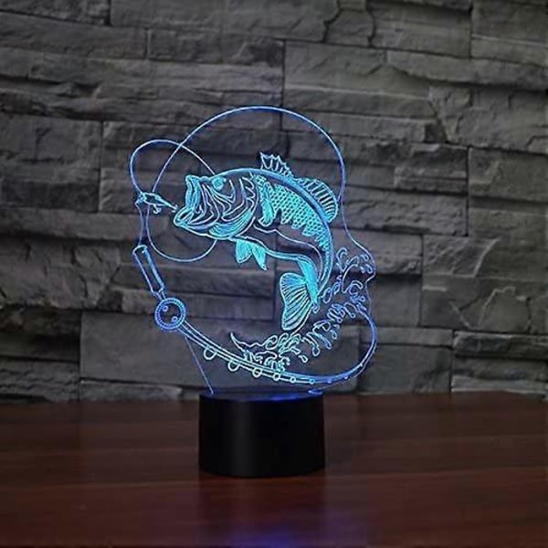 3D Fiske Natlampe Illusionslampe 7 Farveskift LED Touch USB Bordlampe Gave Børnelegetøj Indretning Dekorationer Jule Valentinsgave