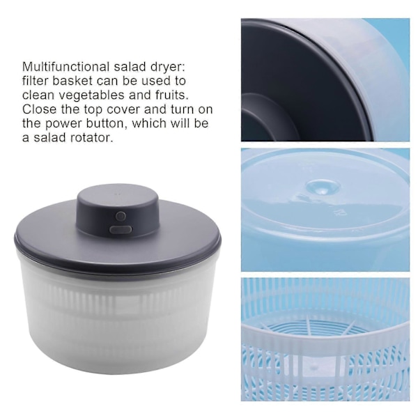 Lämplig för Elektrisk Sallad - Sallad Grönsaks Torktumlare, USB Uppladdningsbar, Snabbtorkande Sallad Frukt Material Skål-FO SHAN RAN WANG