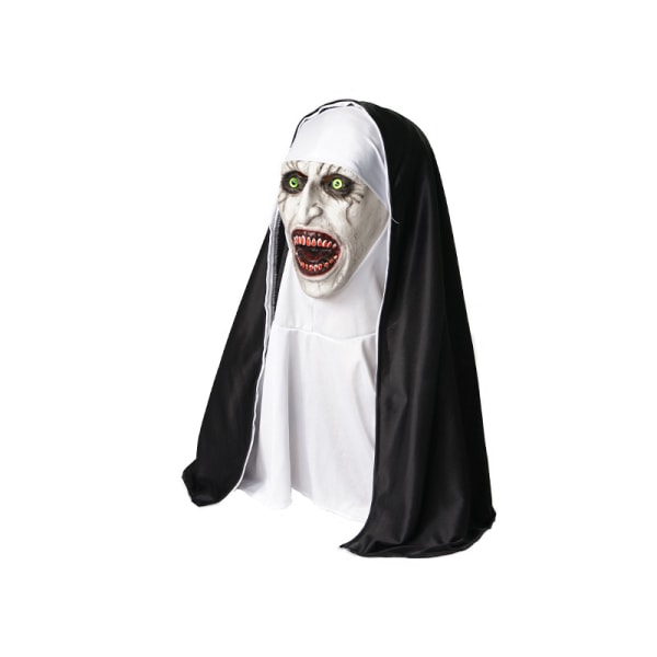 Halloween Skrämmande Makeup Mask Knepigt spökansikte Skräck Skrämmande Latex Huvudbonad Nun style 2