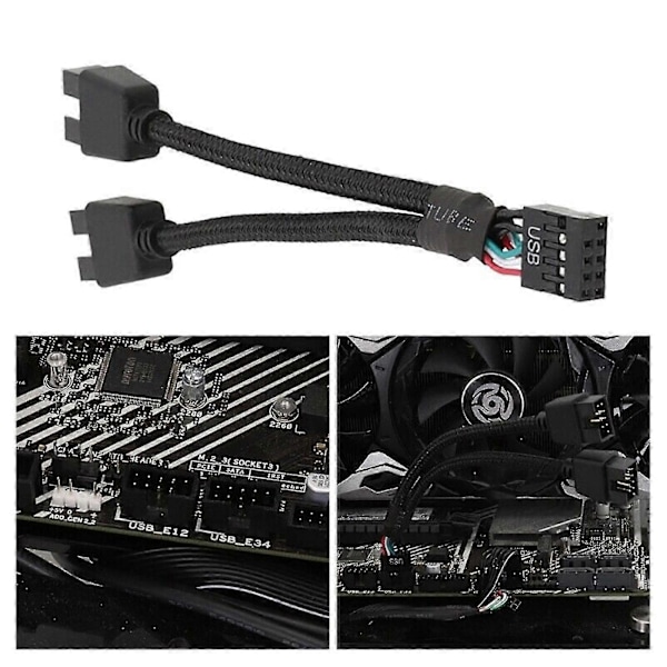 Moderkort USB 2.0 9-stifts Header 1 till 2 Förlängningshub Splitter Adapter Konverterare Js