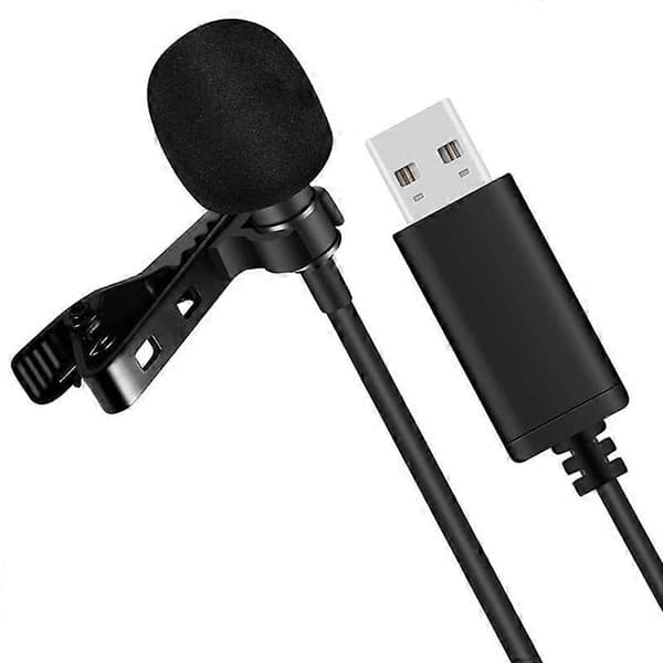 Universal USB-mikrofon Lavalier-mikrofon Clip-on Dator-mikrofon Plug and Play Rundstrålande mikrofon Black