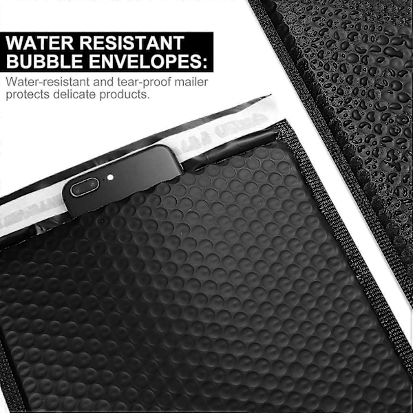 20-pack Poly Bubbelkuvert A4 Svart 254 x 330 mm (10x13 tum) Vadderade Kuvert Bubbelfodrade Poly Kuvert Självhäftande för Förpackning Frakt Postning