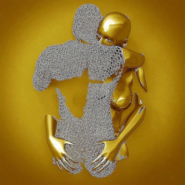 Guld Fg427 40x40cm Kärleks Hjärta Grå-3d Konst Vägg Metall Figur Skulptur Par Hängande Målning Ho Z36