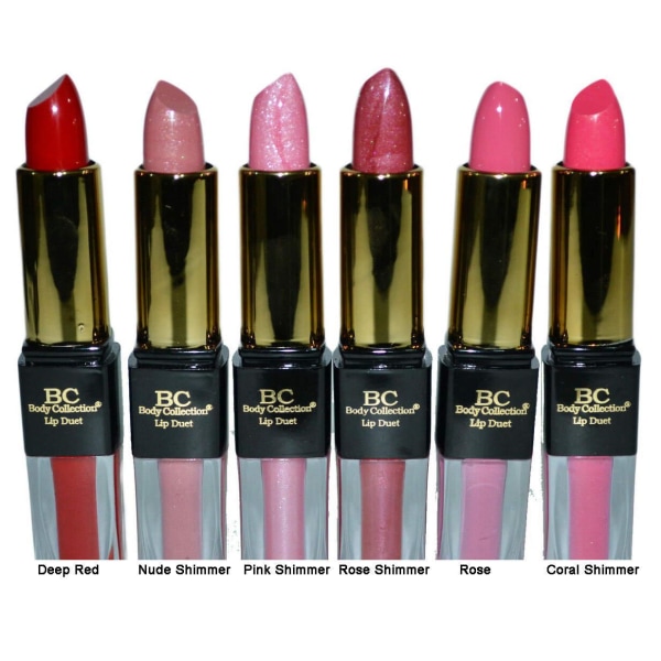 Body Collection Lip Duet-Lipstick&Lip Gloss-Coral Shimmer Röd