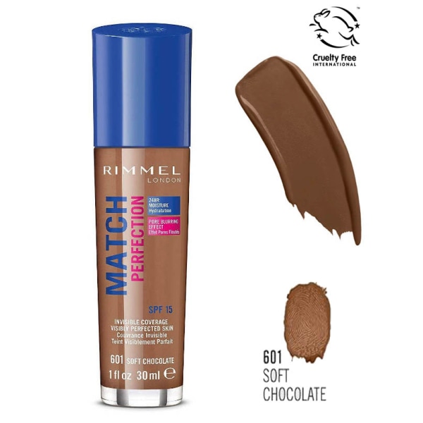 Rimmel Match Perfection Foundation-601 Soft Chocolate Mörkbrun