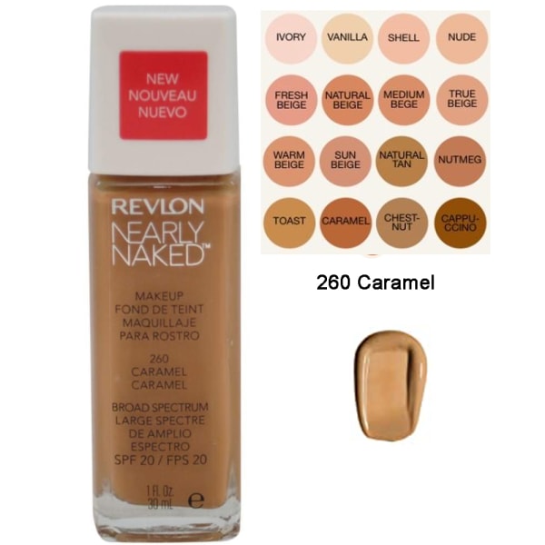 Revlon Nearly Naked Make Up Foundation SPF 20 - 260 Caramel Brun