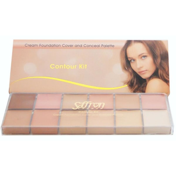 Saffron Cream Foundation Cover and Conceal Palette Contour Kit multifärg