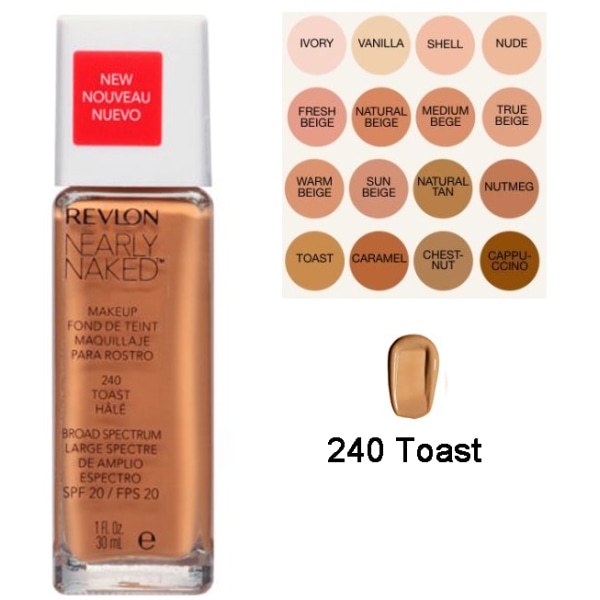 Revlon Nearly Naked Make Up Foundation SPF20 - 240 Toast Brun