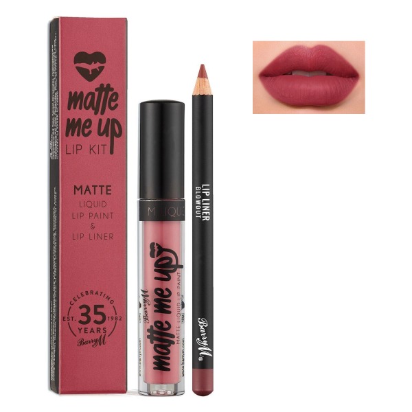 Barry M Veganfriendly Matte Me Up Lip Paint Kit-Blowout Plommon Red