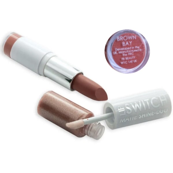MUA Lip Switch Matte Shine Duo Lipstick Lip Gloss -Brown Bay Brun