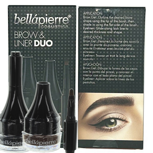 Bellapierre Brow & Liner Duo Set-Eyegel Liner Jet Black & Stayput Brow Gel Chestnut Black + Chestnut
