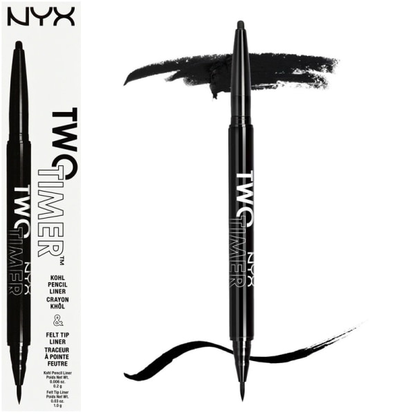 NYX Two Timer Kohl Pencil & Felt Tip Liner - Jet Black Black