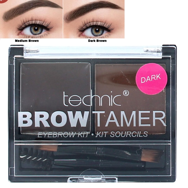 Technic Brow Tamer Kit *Dark Brown*-Brush+Wax+Powder Dark Brown