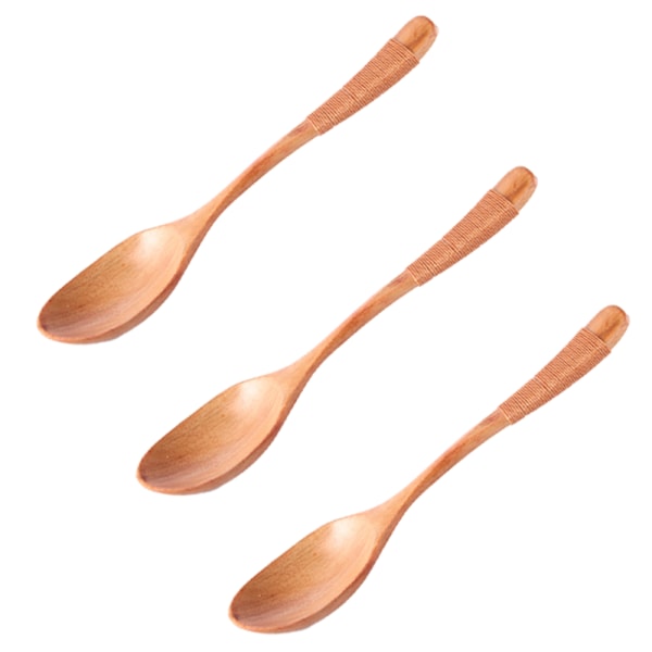 Träslev lång handtag solid trä rissked dessert sked