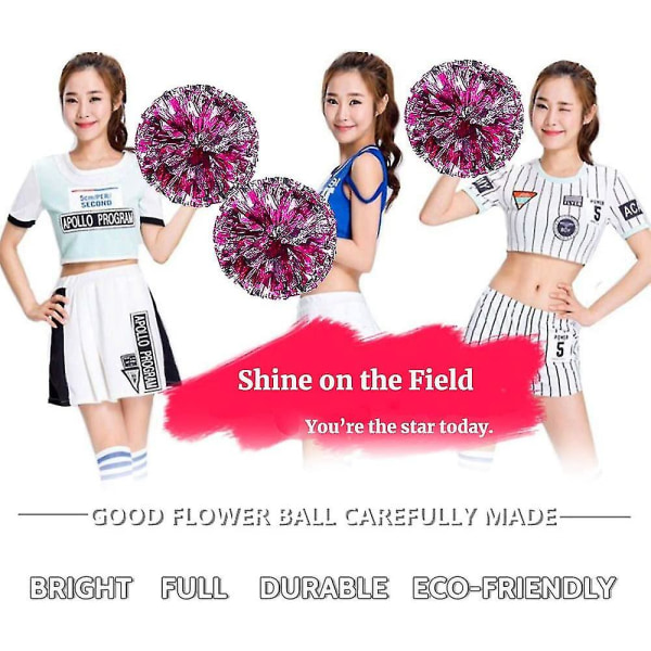 4 st metalliska folie cheerleader pom poms, premium cheerleader pom poms kit, hejande handblommor 9,8 tum