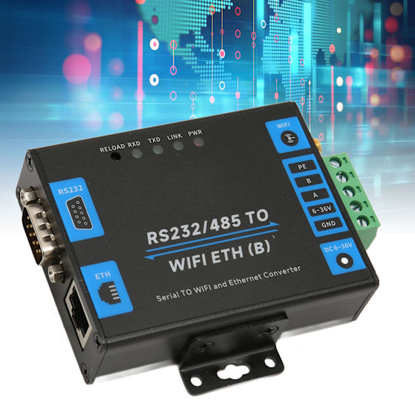 RS232 RS485 Seriell till Ethernet Adapter Professionell Transparent Transmission Seriell till WiFi Ethernet Trådlös Konverter
