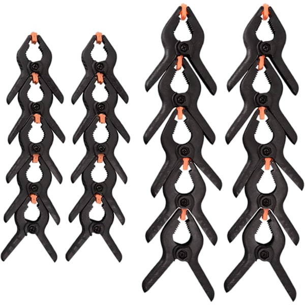 20-pack nylon fjäderklämmor, 10-pack 5,1 klämmor, 10-pack 7,6 klämmor.