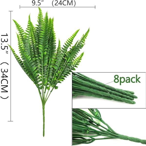 8 stk. kunstige blomster udendørs UV-bestandige planter, 8 grene