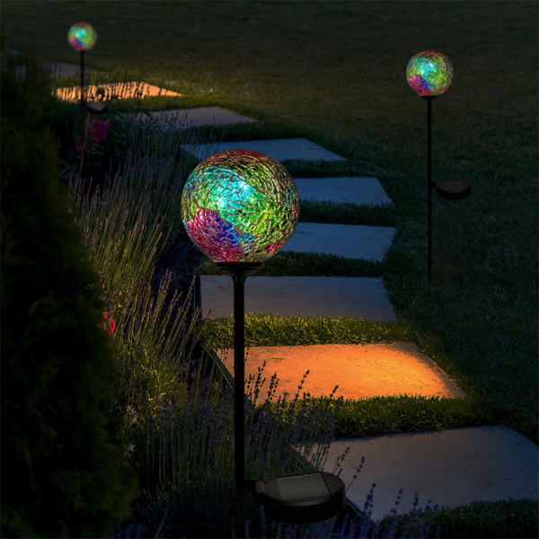 Mosaic Solar Garden Light Glaskula LED Path Pile Light för Lan