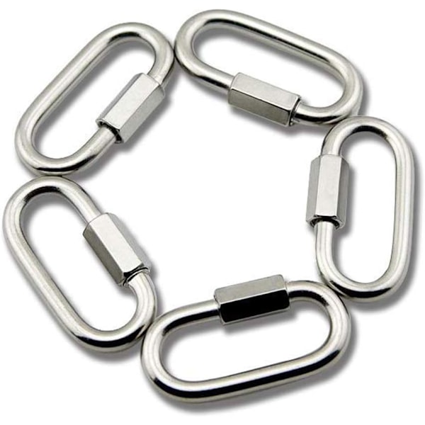 M6 Stainless Steel Quick Link D Shape Carabiner Chain Links 5pcs