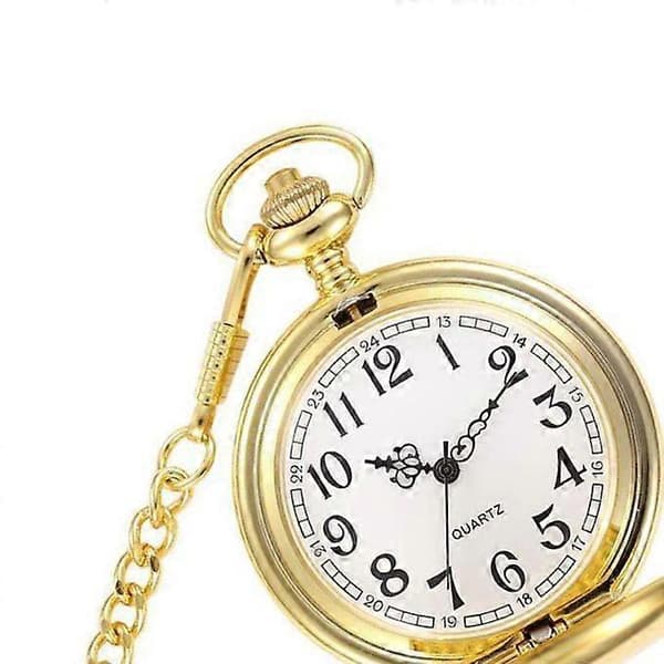 Poleret Full Hunter Quartz Lommeur, Dobbelt Urkasse, 14\" Lang Kæde[TT]