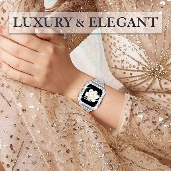 Kompatibel med Apple Watch-armband med fodral, dam flicka rostfritt