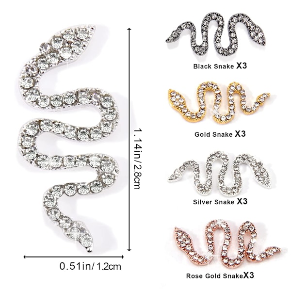 Nagelcharms, för akrylnaglar, strass orm nagelcharms