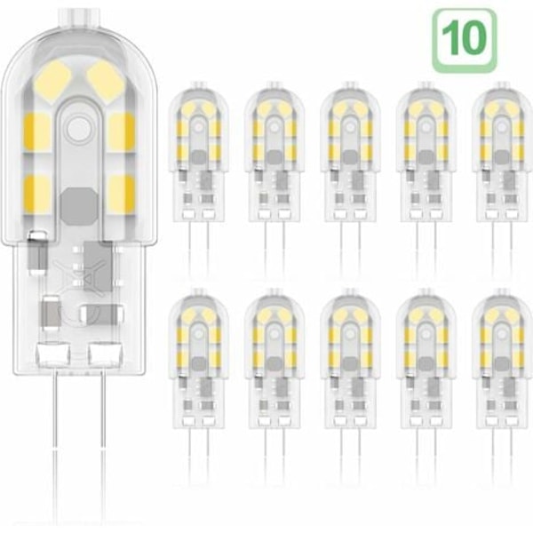 G4 LED-lampa 2W, motsvarande 20W halogenlampor, varmvit 3000K, 200Lm, 12x SMD, 12V AC/DC - 10-pack [Energiklass A+]