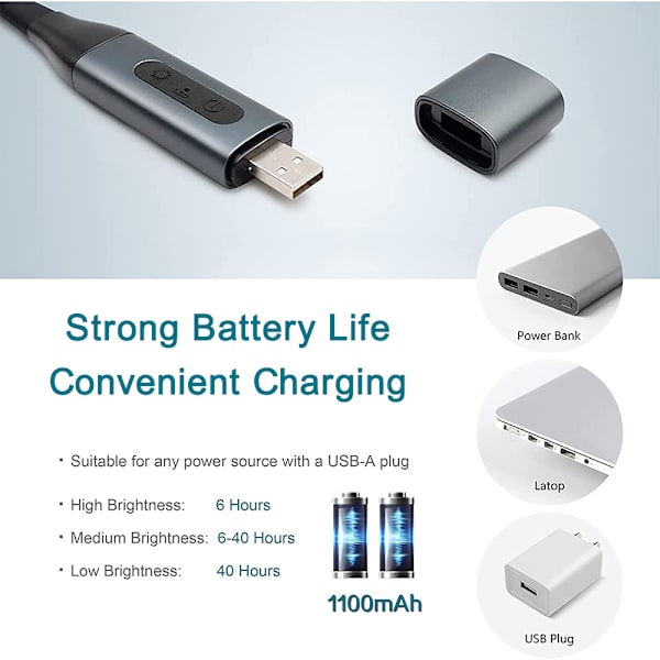 Halslæsningslampe 1100mAh Fleksibel LED Boglampe til Læsning