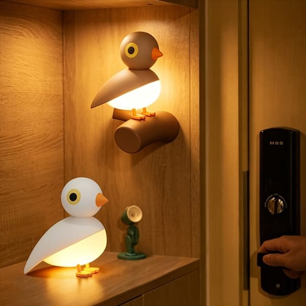 Bird Night Light with Motion Sensor and Dusk Sensor, Magnetic Bird Lamp, Cute Small Table Lamp with Timer, Rechargeable Portable Wall Lamp for Brown/1 pc