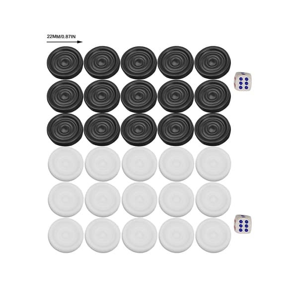 22mm Plast Svart Vit Backgammon Brickor Chips Set Barn Leksak