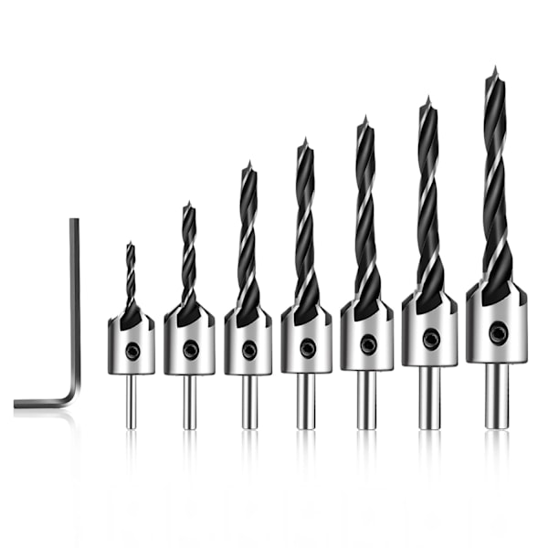 Forest Wood Countersink, HSS Countersink Drill Bits Wood Countersink Countersink Steel Countersink Drill Carpentry Reamer with Hex Wrench Reamer