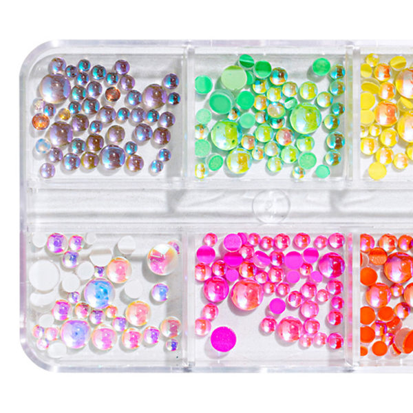 3D Candy Color Glassperler Nail Art Tilbehør Mermaid Crystal
