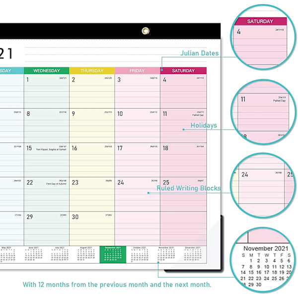 2021-2022 Skrivbordskalender - 18 månadskalender för skrivbord/vägg 2-i-1,1