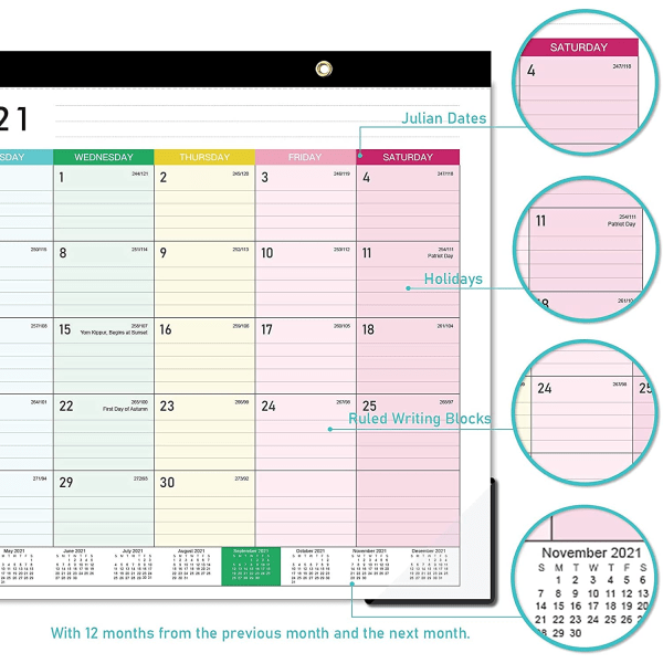 2021-2022 Skrivebords-/veggkalender - 18 måneders skrivebords-/veggkalender 2-i-1, 1