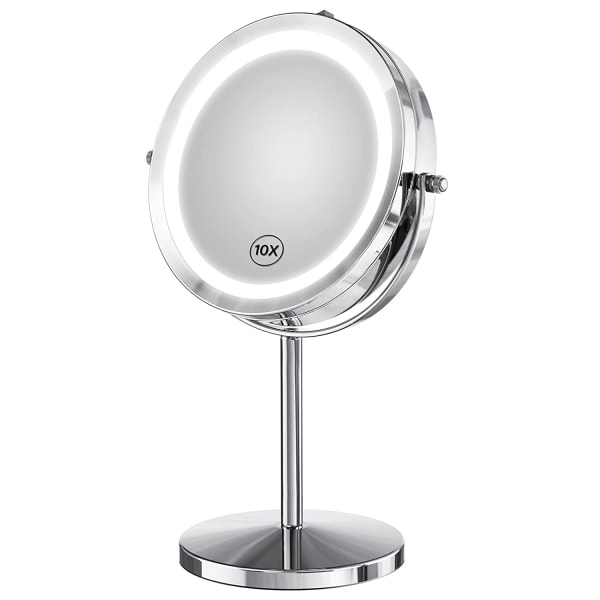 Lighted Makeup Mirror, 10x Magnifying Double Sided LED Vanity