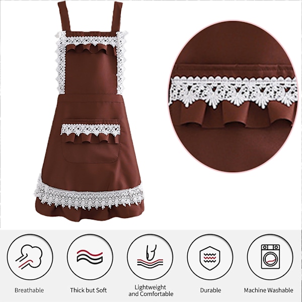 Ruffles Outline Pockets Förkläde Kök Matlagning Rengöring Förkläde