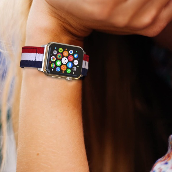 Kompatibel med Apple Watch-rem, finvevd nylon justerbar