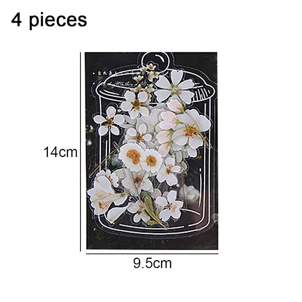 4 kpl kukkatarroja taidelehtiä varten Scrapbook DIY-koristeluun, N
