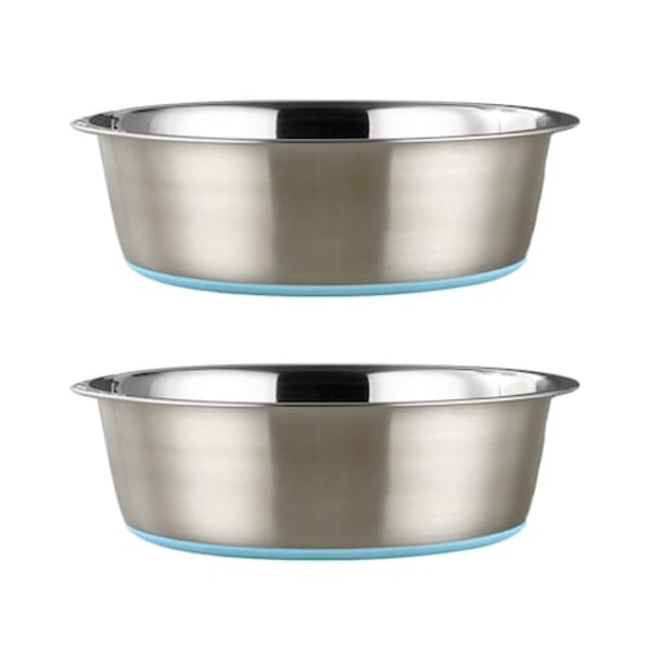 Set med 2 hundskålar, Rostfritt stål, halkfri, halkfri, 8x25,5 cm, Grå