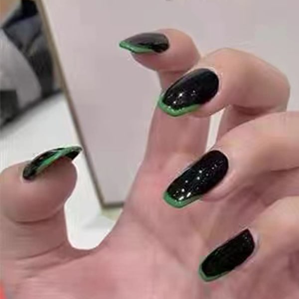 Feilisa Coffin Tryk på Negle - Korte Falske Negle Akryl Sort