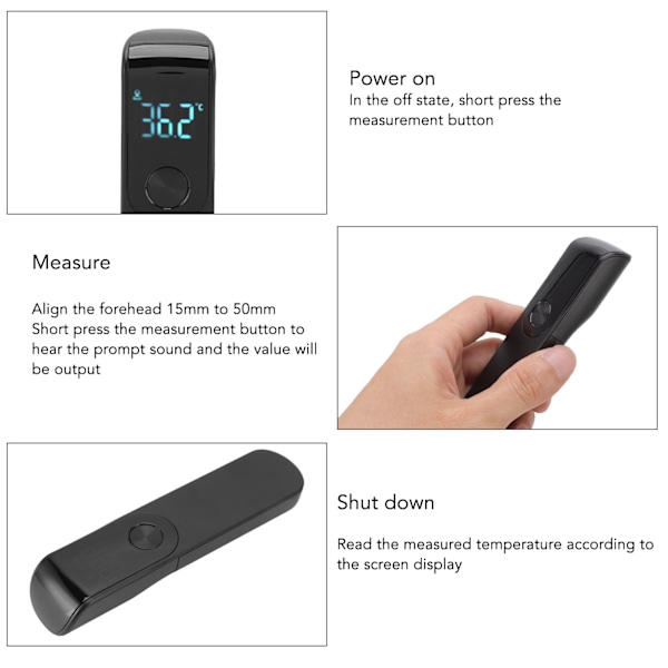 Infraröd termometer pistol beröringsfri handhållen digital panna termometer för hotell hem, svart