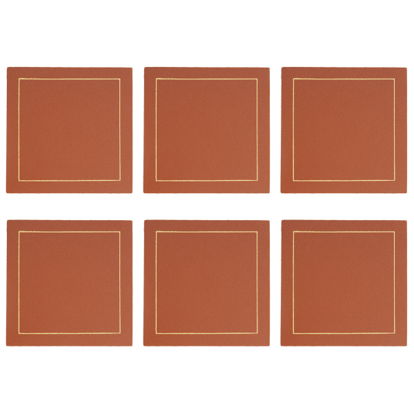 6 pieces of leather solid color insulating mat square teacup mat non-slip waterproof pot mat