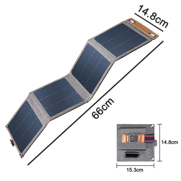 14W solcellsladdare, fickstorlek solpanel 1-port USB &