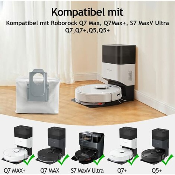 9-pack dammsugarpåsar tillbehör till Xiaomi Roborock S7 MaxV Ultra