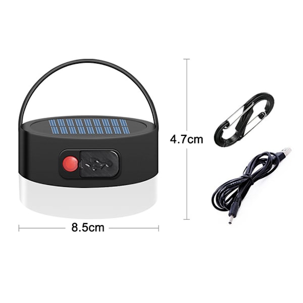 Campinglys, oppladbar solcelle campinglampe lommelykt multi
